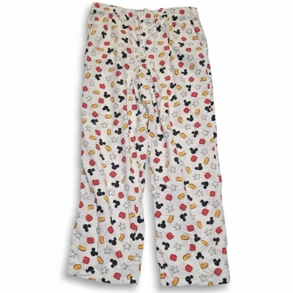 Disney Parks Mickey Mouse Icons White Shoe Short Glove Pajama Lounge Pants L